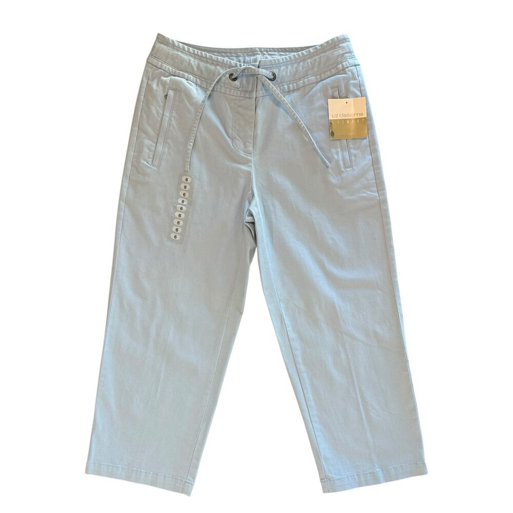 NWT Liz Claiborne Classic Light Blue Vintage Cropped Pants Women’s Size 6 NEW